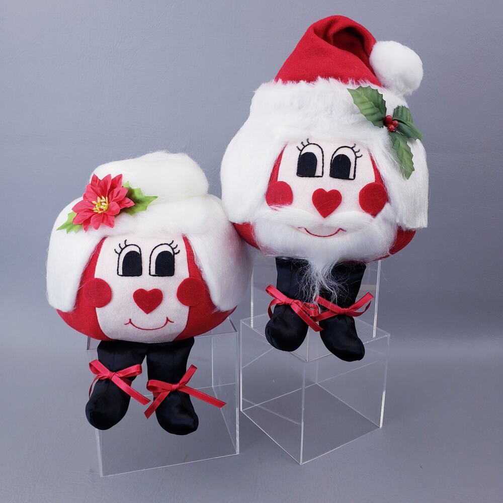 Retro Handmade Novelty Stuffed Santa & Mrs. Claus Plush 8" Figurine